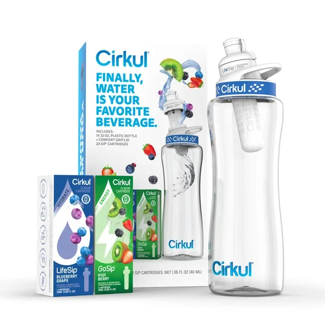 Cirkul Starter Kit: 32oz. Plastic Bottle, Lid, & Cartridges