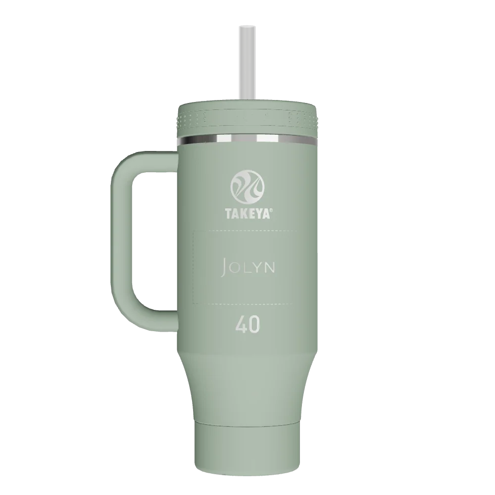 Takeya Straw Tumbler With Handle - 40oz Matcha - Model 52483-TAKEYA-STRAW-TUMBLER-WITH-HANDLE-CUSTOMIZED-15-40OZ-MATCHA