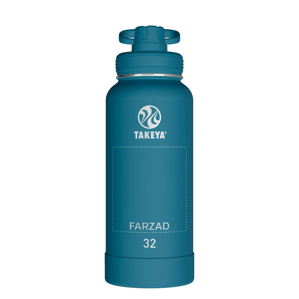 Takeya Actives Water Bottle With Spout Lid - 32oz Mystic Blue - Model 51308-TAKEYA-ACTIVES-WATER-BOTTLE-WITH-SPOUT-LID-CUSTOMIZED-215-32OZ-MYSTIC-BLUE
