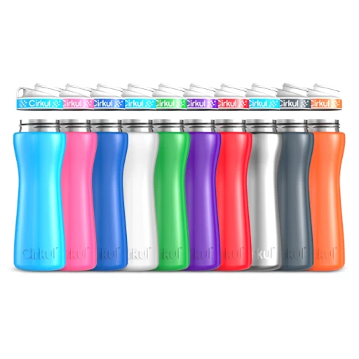 Cirkul 22oz. Stainless Steel Bottle & Comfort Grip Lid - Model EXT-MB22BLULIDWHTBLU