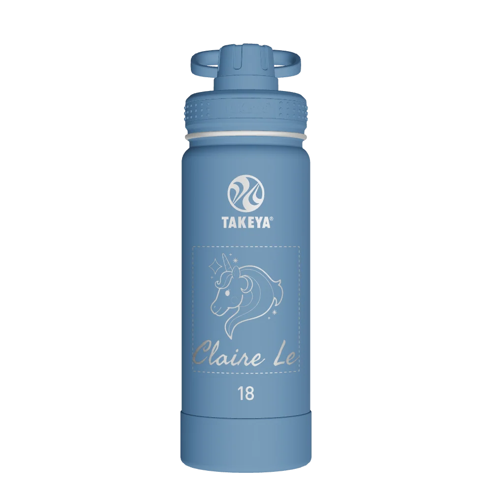 Takeya Actives Water Bottle With Spout Lid - 18oz Bluestone - Model 51214-TAKEYA-ACTIVES-WATER-BOTTLE-WITH-SPOUT-LID-CUSTOMIZED-386-18OZ-BLUESTONE