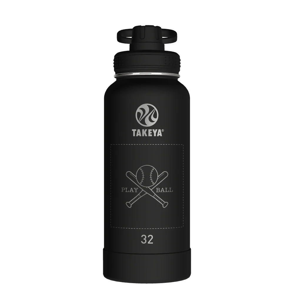 Takeya Actives Water Bottle With Spout Lid - 32oz Onyx - Model 51020-TAKEYA-ACTIVES-WATER-BOTTLE-WITH-SPOUT-LID-CUSTOMIZED-330-32OZ-ONYX