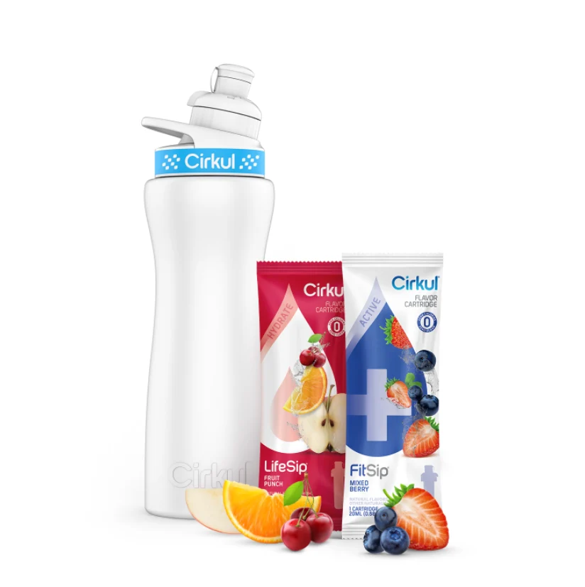 Cirkul Starter Kit: 22oz. Stainless Steel Bottle, Lid, & 2 Cartridges