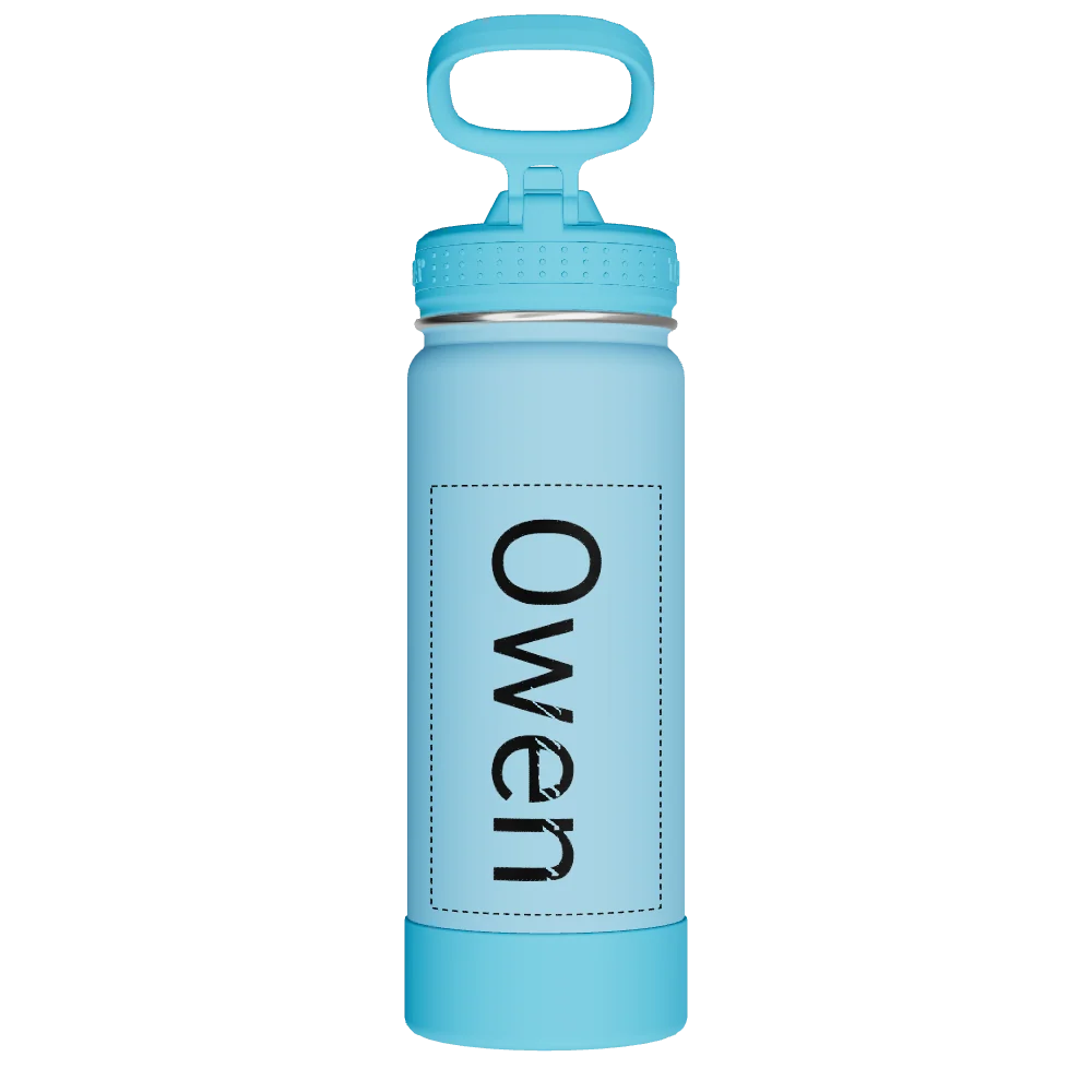 Takeya Actives Kids Glow In The Dark Water Bottle With Straw Lid - 18oz Glow Worm Blue - Model 51077-TAKEYA-ACTIVES-KIDS-GLOW-IN-THE-DARK-WATER-BOTTLE-WITH-STRAW-LID-CUSTOMIZED-20-18OZ-GLOW-WORM-BLUE