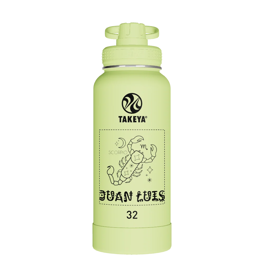 Takeya Actives Water Bottle With Spout Lid - 32oz Citron Green - Model 51034-TAKEYA-ACTIVES-WATER-BOTTLE-WITH-SPOUT-LID-CUSTOMIZED-461-32OZ-CITRON-GREEN