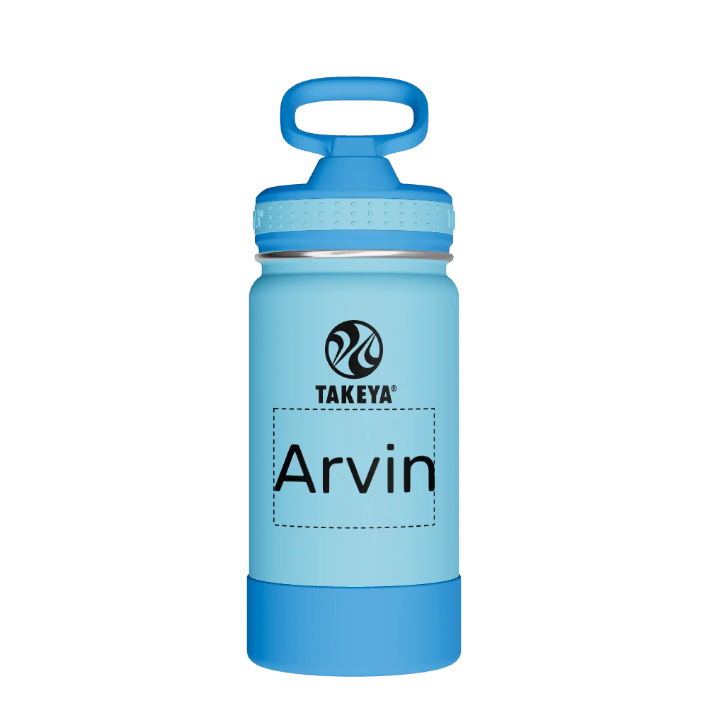 Takeya Actives Kids Water Bottle With Straw Lid - 14oz Atlantic/SailBlue - Model 50314-TAKEYA-ACTIVES-KIDS-WATER-BOTTLE-WITH-STRAW-LID-CUSTOMIZED-98-14OZ-ATLANTIC-SAILBLUE