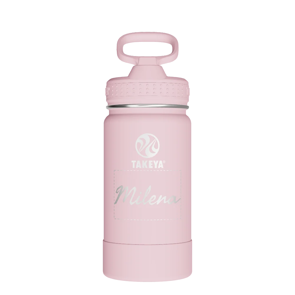 Takeya Actives Kids Water Bottle With Straw Lid - 14oz Blush - Model 51141-TAKEYA-ACTIVES-KIDS-WATER-BOTTLE-WITH-STRAW-LID-CUSTOMIZED-102-14OZ-BLUSH