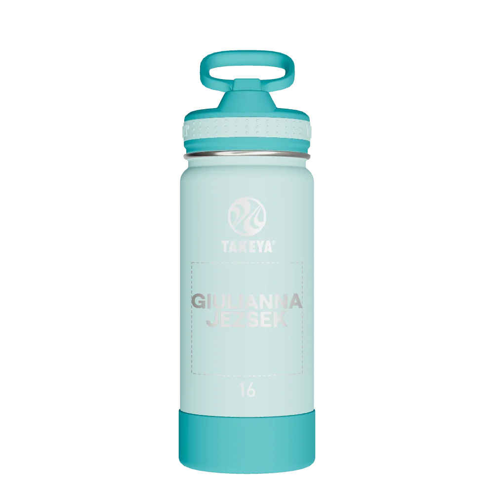 Takeya Actives Kids Water Bottle With Straw Lid - 16oz Surfer/Lagoon - Model 52400-TAKEYA-ACTIVES-KIDS-WATER-BOTTLE-WITH-STRAW-LID-CUSTOMIZED-80-16OZ-SURFER-LAGOON
