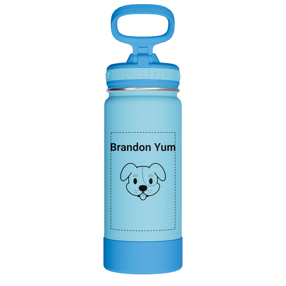 Takeya Actives Kids Water Bottle With Straw Lid - 16oz Atlantic/SailBlue - Model 52401-TAKEYA-ACTIVES-KIDS-WATER-BOTTLE-WITH-STRAW-LID-CUSTOMIZED-9-16OZ-ATLANTIC-SAILBLUE