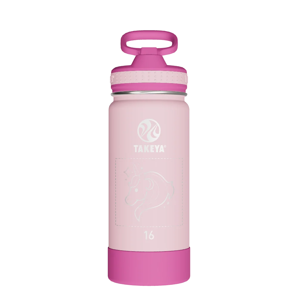 Takeya Actives Kids Water Bottle With Straw Lid - 16oz Super Pink - Model 52404-TAKEYA-ACTIVES-KIDS-WATER-BOTTLE-WITH-STRAW-LID-CUSTOMIZED-64-16OZ-SUPER-PINK
