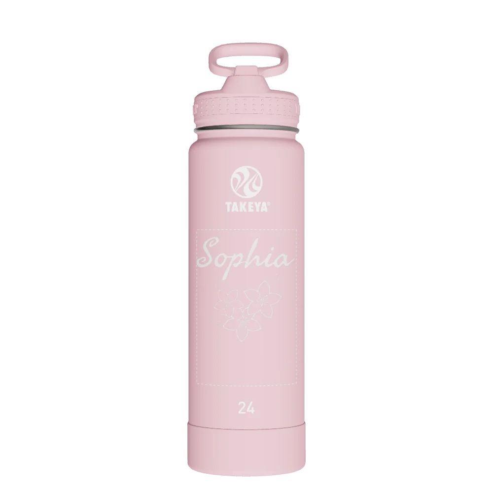 Takeya Actives Water Bottle With Straw Lid - 24oz Blush - Model 51221-TAKEYA-ACTIVES-WATER-BOTTLE-WITH-STRAW-LID-CUSTOMIZED-143-24OZ-BLUSH