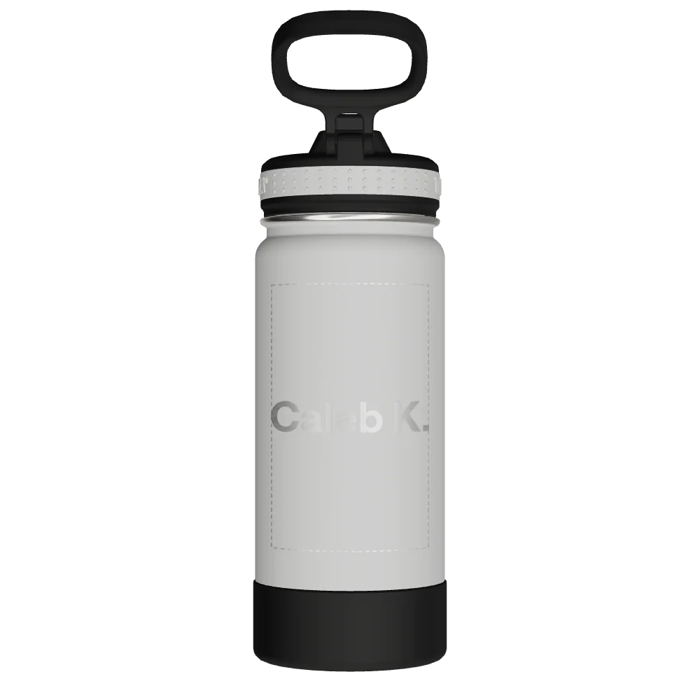 Takeya Actives Kids Water Bottle With Straw Lid - 16oz Onyx/Platinum - Model 52402-TAKEYA-ACTIVES-KIDS-WATER-BOTTLE-WITH-STRAW-LID-CUSTOMIZED-77-16OZ-ONYX-PLATINUM