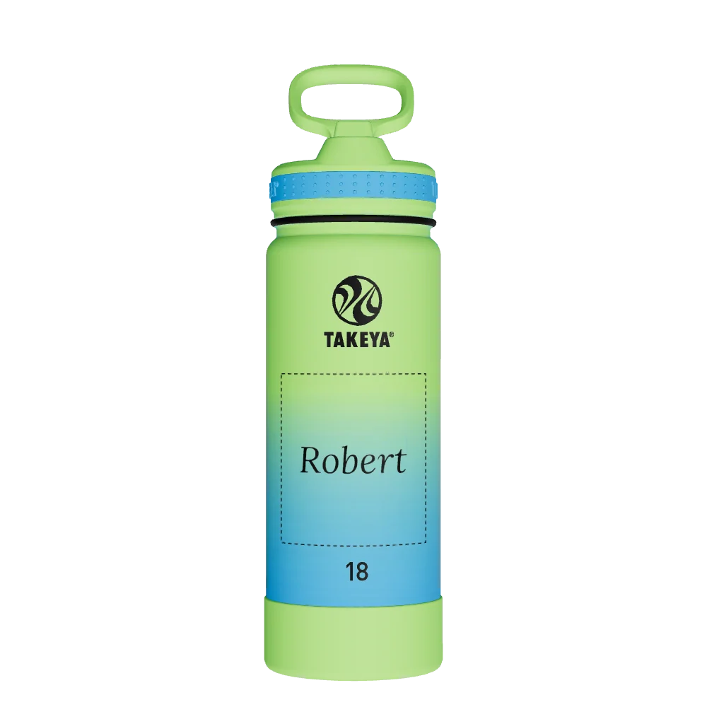 Takeya Actives Water Bottle With Straw Lid - 18oz Ombre Excitement - Model 51394-TAKEYA-ACTIVES-WATER-BOTTLE-WITH-STRAW-LID-CUSTOMIZED-102-18OZ-OMBRE-EXCITEMENT