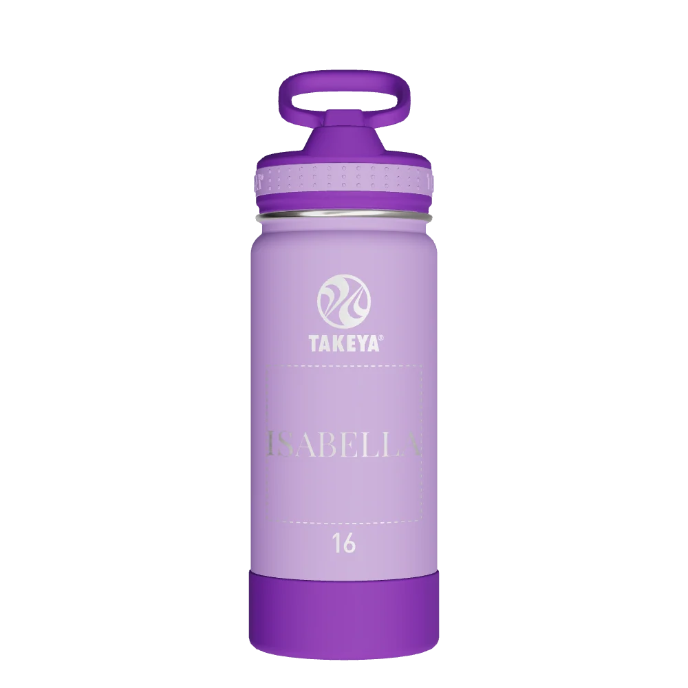 Takeya Actives Kids Water Bottle With Straw Lid - 16oz Lilac/Ultraviolet - Model 52403-TAKEYA-ACTIVES-KIDS-WATER-BOTTLE-WITH-STRAW-LID-CUSTOMIZED-85-16OZ-LILAC-ULTRAVIOLET