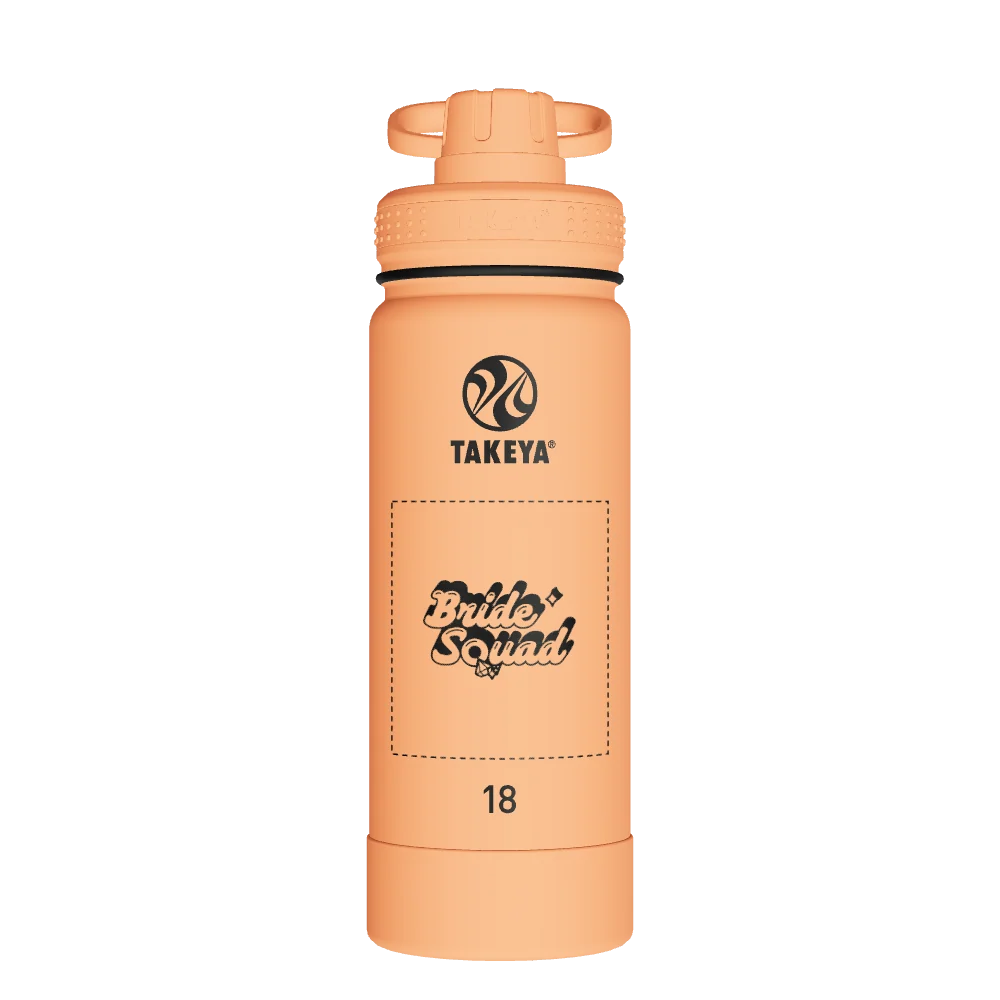 Takeya Actives Water Bottle With Spout Lid - 18oz Tart Orange - Model 51074-TAKEYA-ACTIVES-WATER-BOTTLE-WITH-SPOUT-LID-CUSTOMIZED-142-18OZ-TART-ORANGE