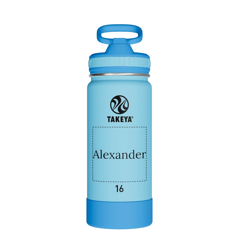 Takeya Actives Kids Water Bottle With Straw Lid - 16oz Atlantic/SailBlue - Model 52401-TAKEYA-ACTIVES-KIDS-WATER-BOTTLE-WITH-STRAW-LID-CUSTOMIZED-82-16OZ-ATLANTIC-SAILBLUE