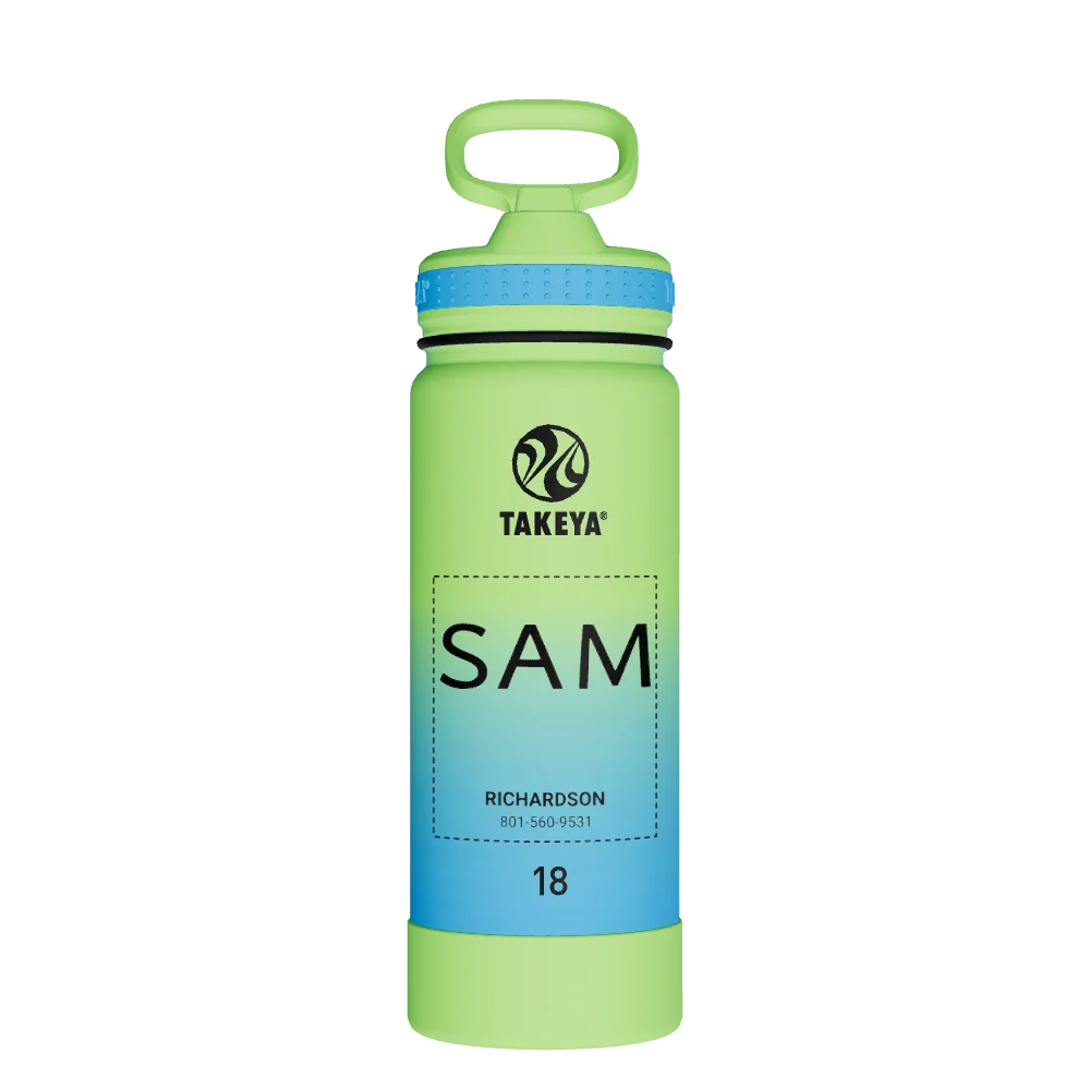Takeya Actives Water Bottle With Straw Lid - 18oz Ombre Excitement - Model 51394-TAKEYA-ACTIVES-WATER-BOTTLE-WITH-STRAW-LID-CUSTOMIZED-123-18OZ-OMBRE-EXCITEMENT