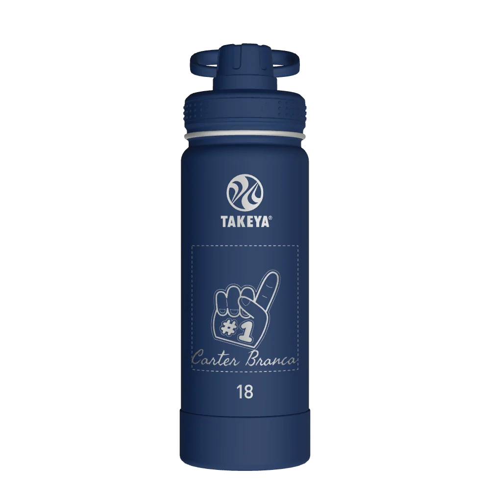 Takeya Actives Water Bottle With Spout Lid - 18oz Midnight - Model 51064-TAKEYA-ACTIVES-WATER-BOTTLE-WITH-SPOUT-LID-CUSTOMIZED-155-18OZ-MIDNIGHT