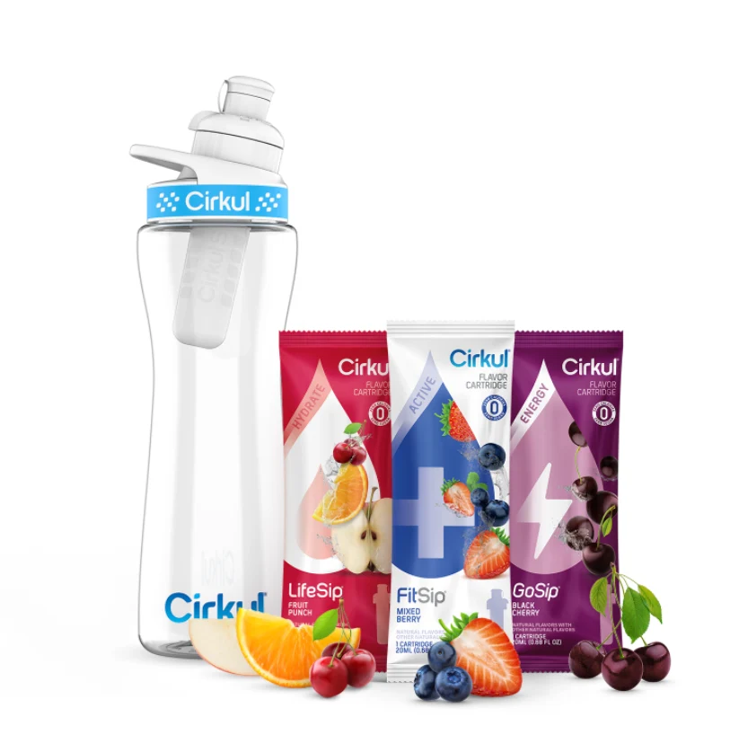 Cirkul Starter Kit: 22oz. Plastic Bottle, Lid, & 3 Cartridges